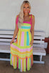 Color Block Striped Bow Knot Straps Maxi Dress